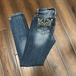 Miss Me Skinny Jeans - Dark Blue with Silver Details